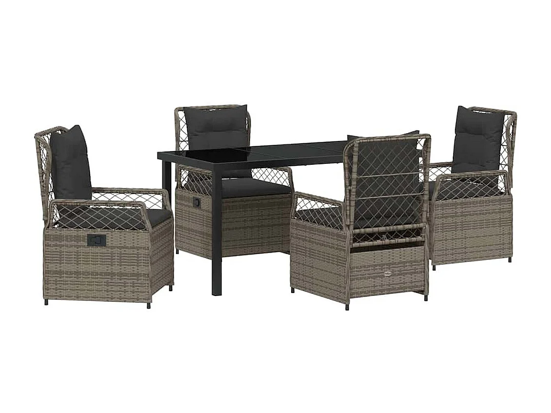 Ensemble de 5 meubles de jardin en gris poly rattan