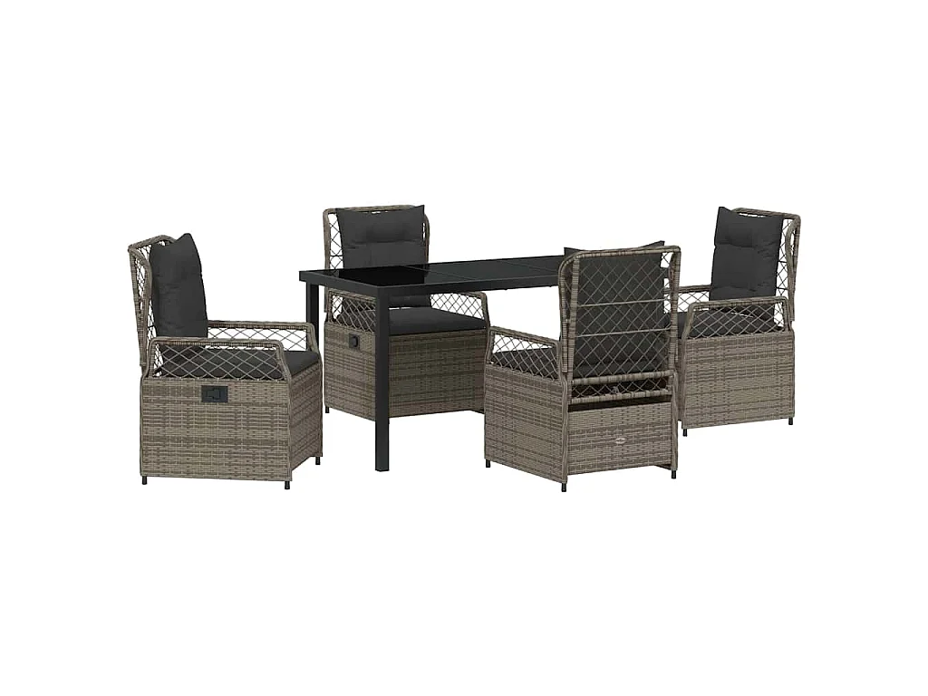 Ensemble de 5 meubles de jardin en gris poly rattan