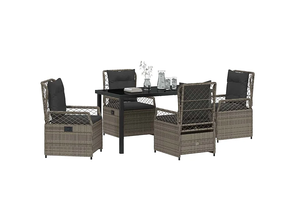 Ensemble de 5 meubles de jardin en gris poly rattan