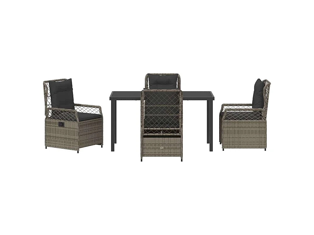 Ensemble de 5 meubles de jardin en gris poly rattan
