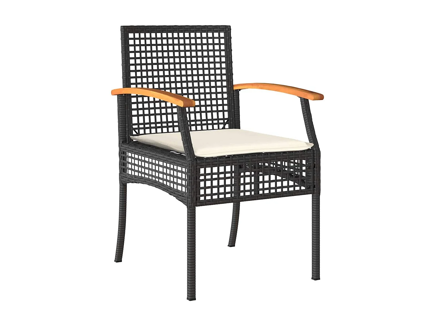 Set da pranzo da giardino 5 pezzi con cuscini in polyrattan nero