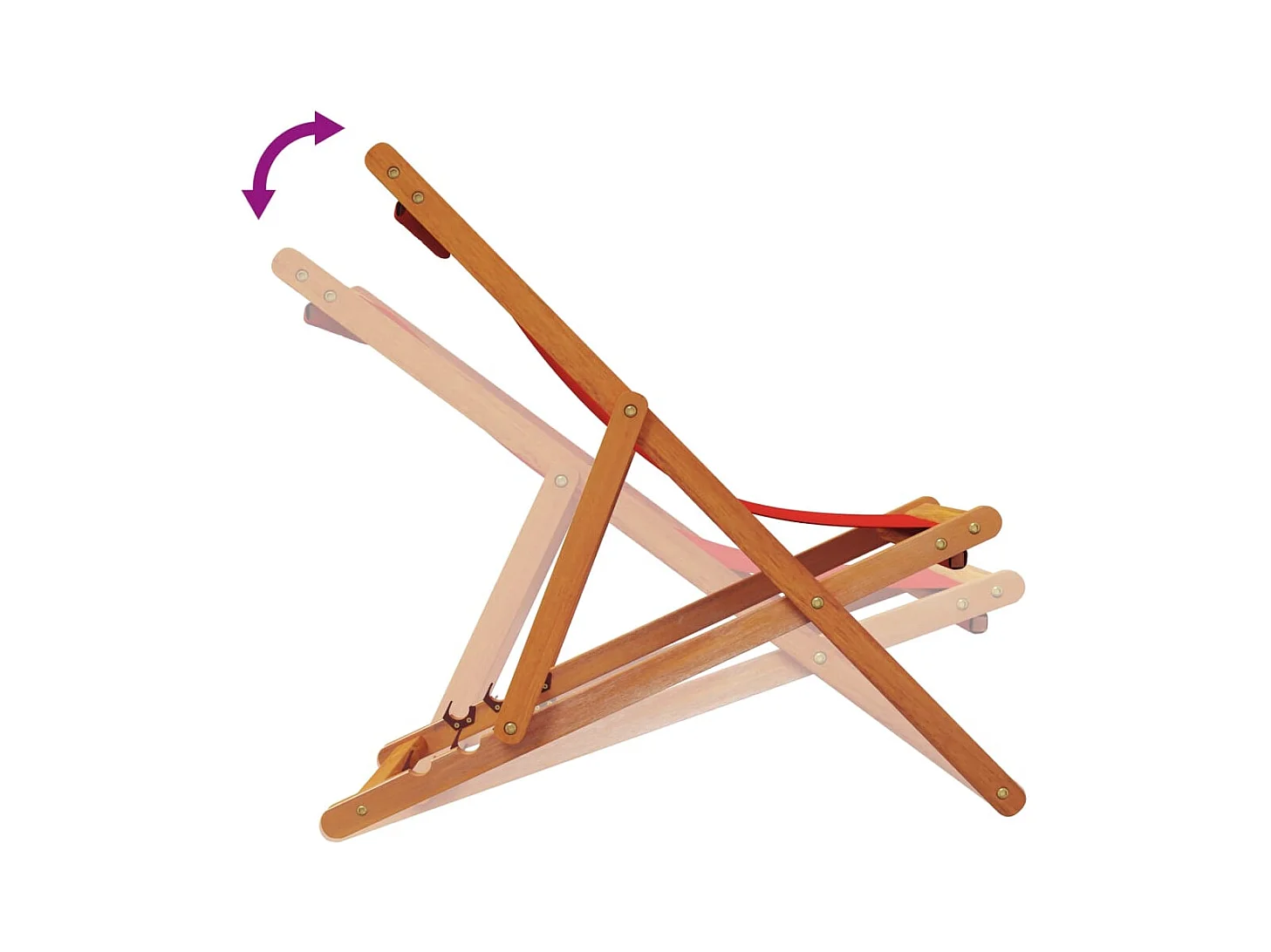 Set di 2 sedie da spiaggia pieghevoli in tessuto rosso