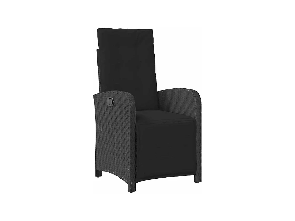 Ensemble de repas de jardin 7 pièces avec coussins en rotin poly noir