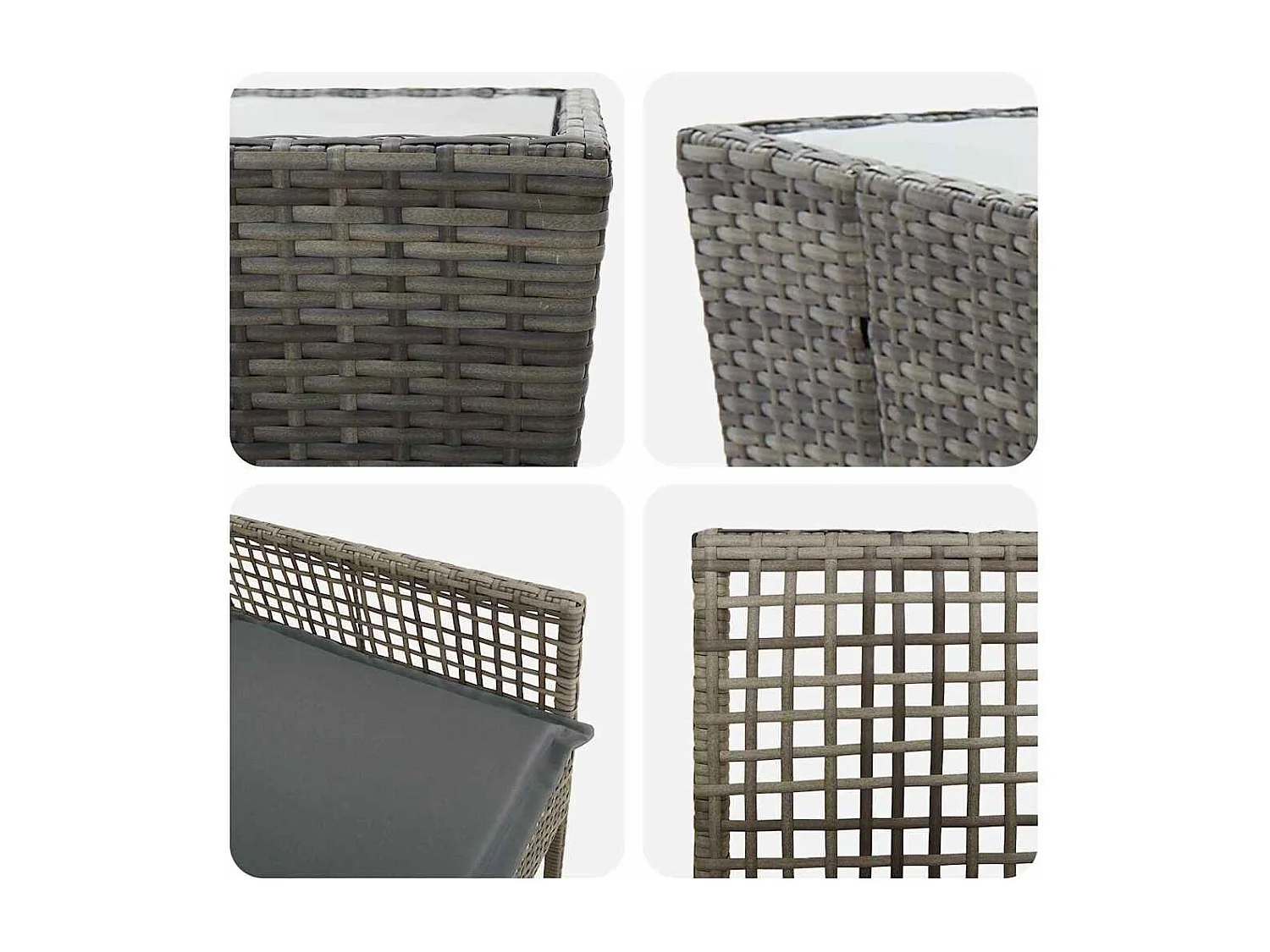 Set da bistrot da giardino 3 pezzi con cuscini in polyrattan grigio