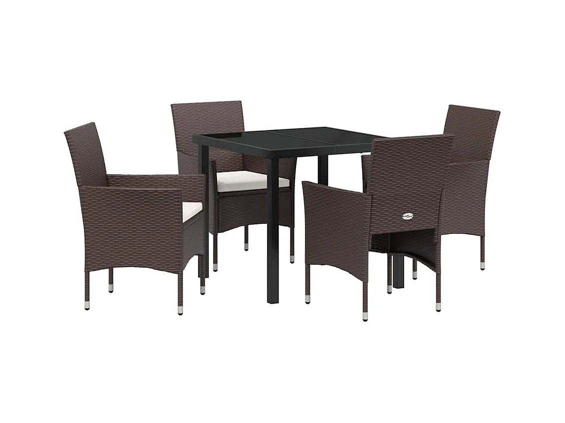 Ensemble de jardin 5 pièces Marron Rattan synthétique