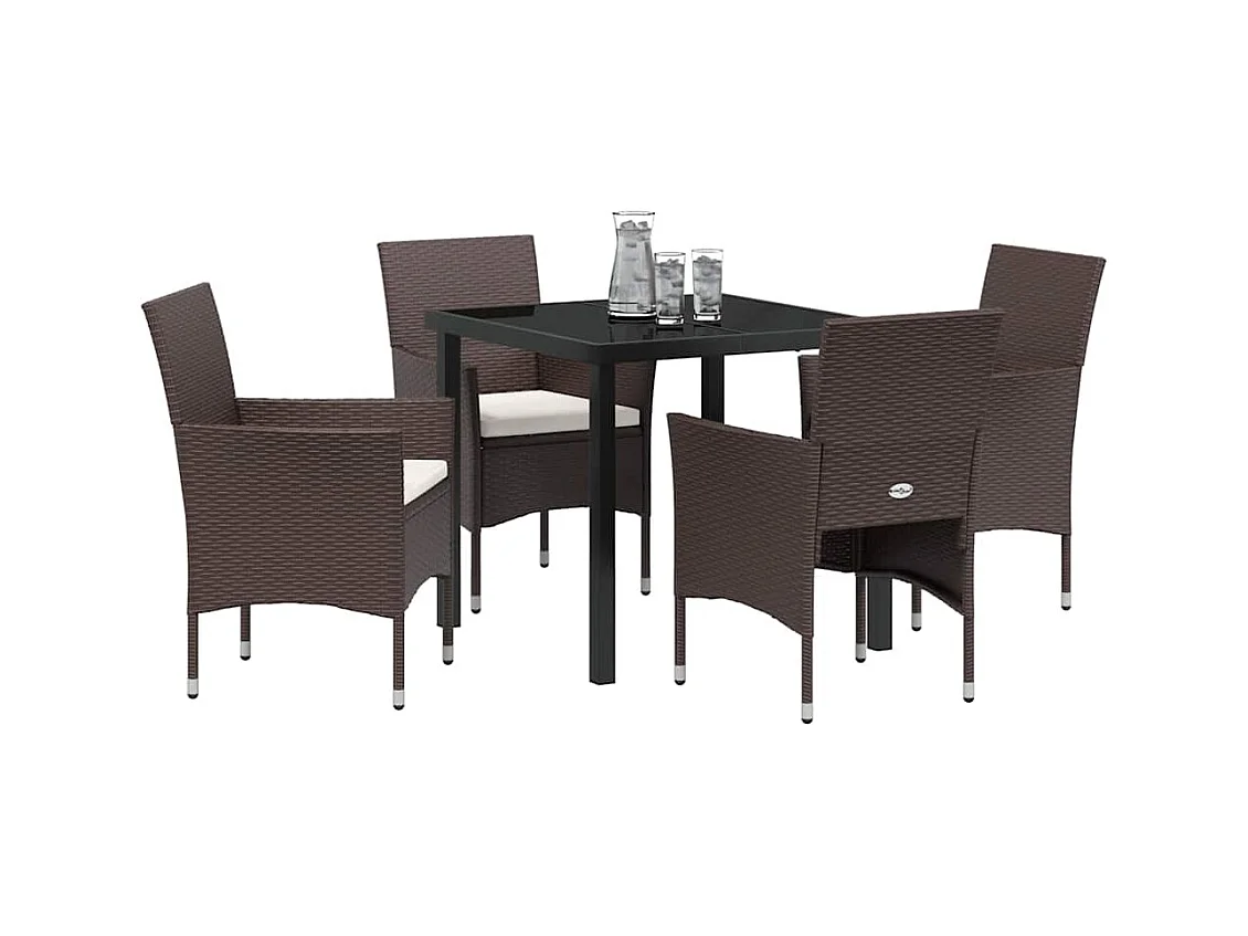 Ensemble de jardin 5 pièces Marron Rattan synthétique