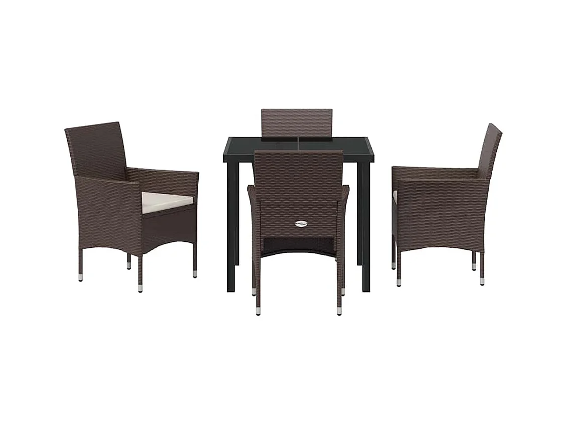 Ensemble de jardin 5 pièces Marron Rattan synthétique