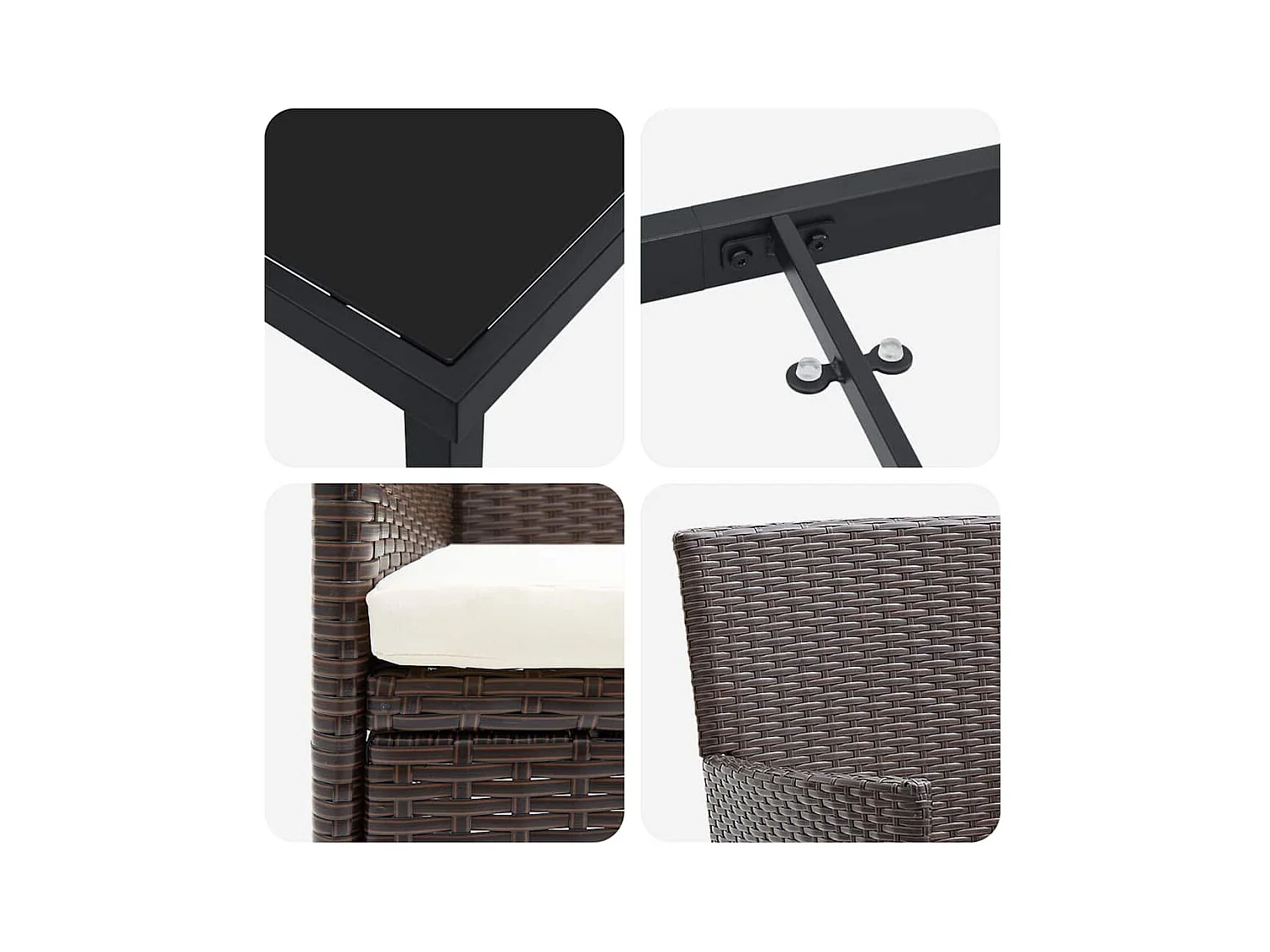 Ensemble de jardin 5 pièces Marron Rattan synthétique