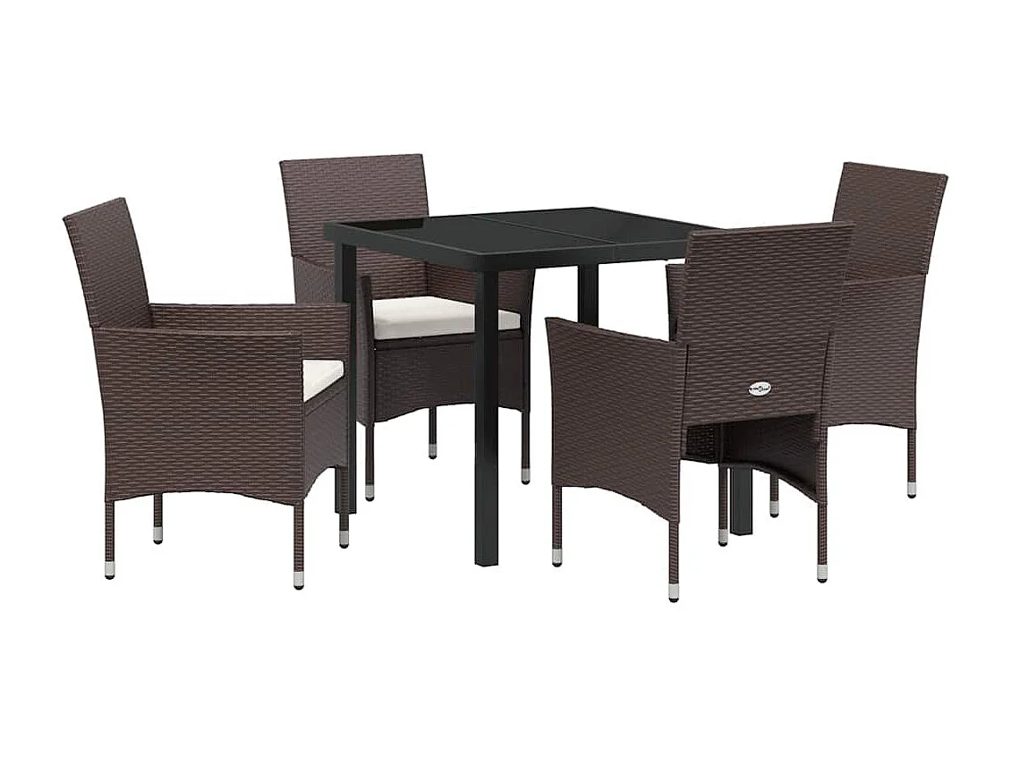 Ensemble de jardin 5 pièces Marron Rattan synthétique