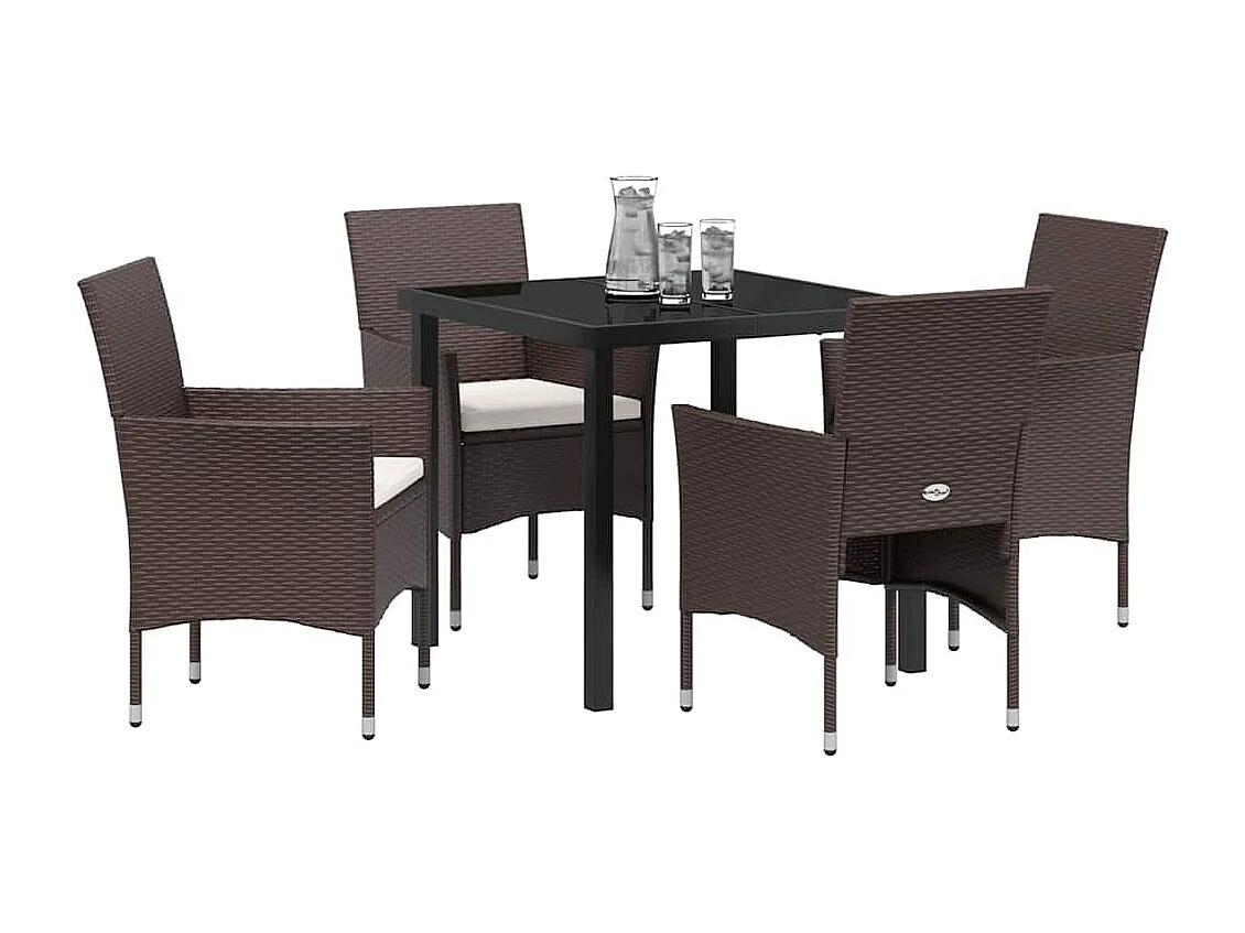 Ensemble de jardin 5 pièces Marron Rattan synthétique