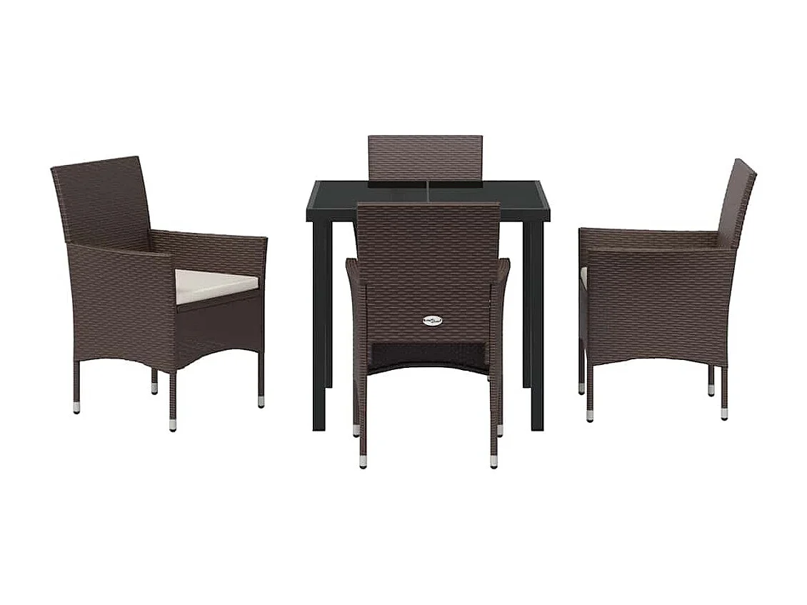 Ensemble de jardin 5 pièces Marron Rattan synthétique