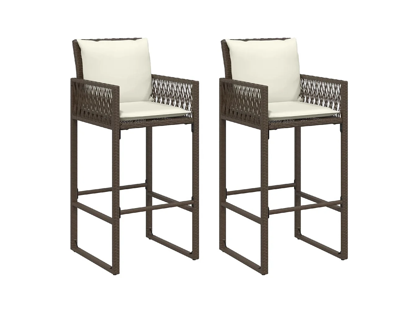 Tuin barkrukken kussens set van 2 bruin geweven hars