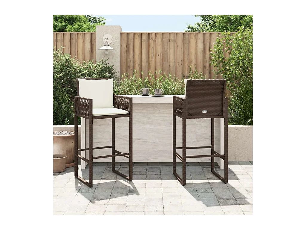 Tuin barkrukken kussens set van 2 bruin geweven hars