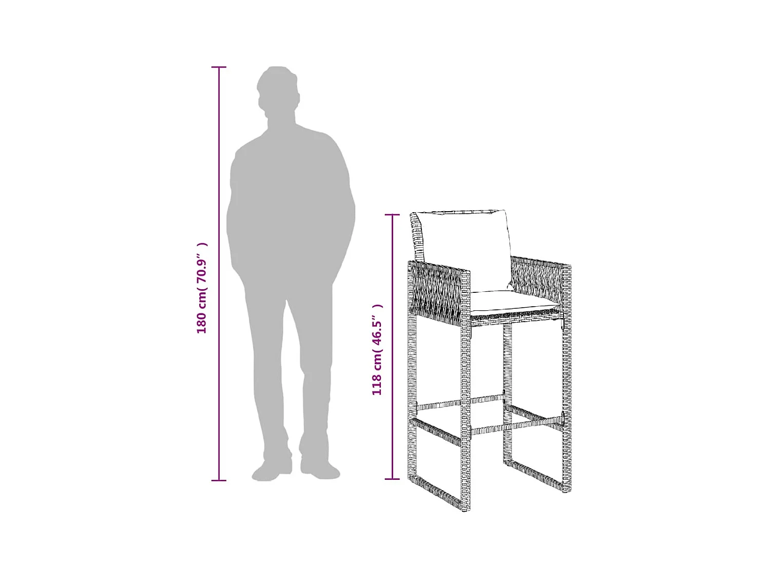 Tuin barkrukken kussens set van 2 bruin geweven hars
