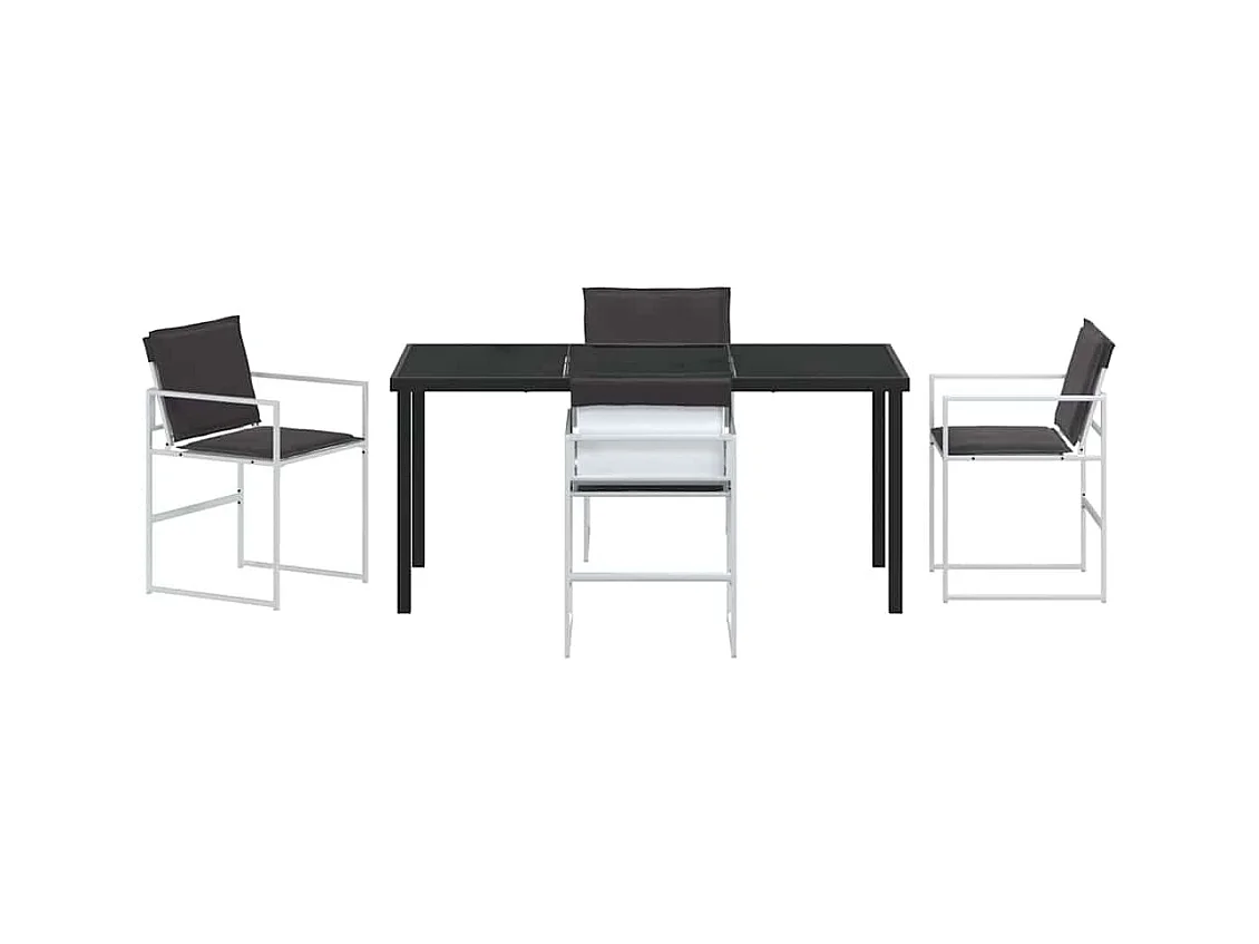 Set da pranzo da giardino da 5 pezzi con cuscini in textilene bianco e acciaio