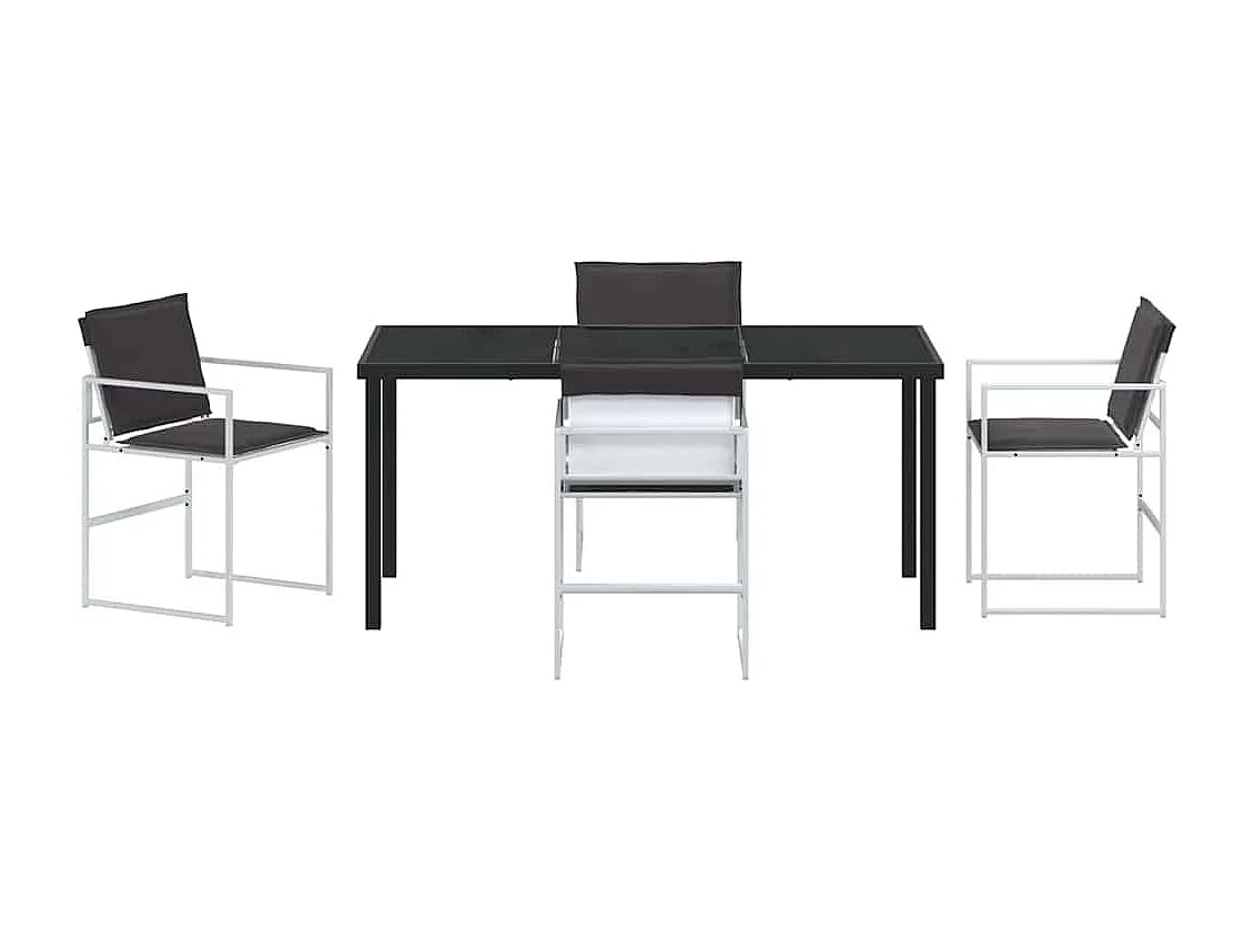 Set da pranzo da giardino da 5 pezzi con cuscini in textilene bianco e acciaio