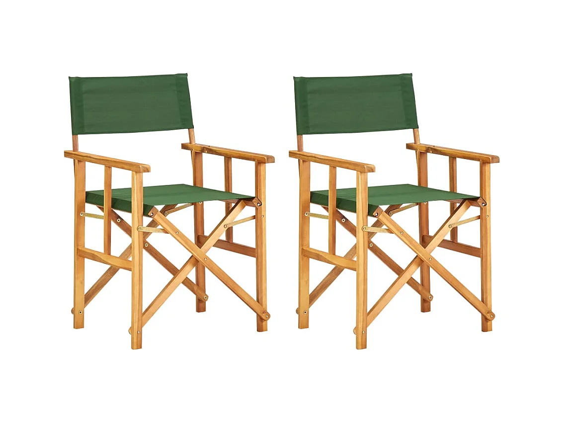 Chaises de metteur en scène lot de 2 bois massif d'acacia vert