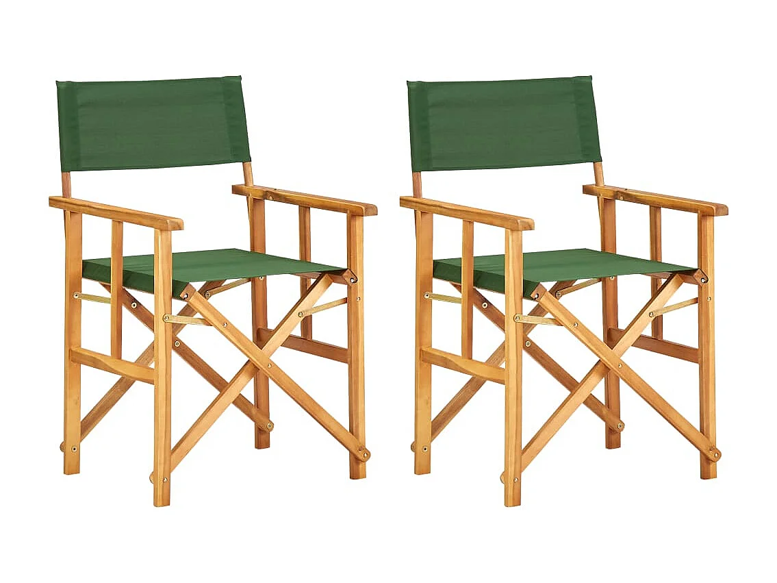 Chaises de metteur en scène lot de 2 bois massif d'acacia vert