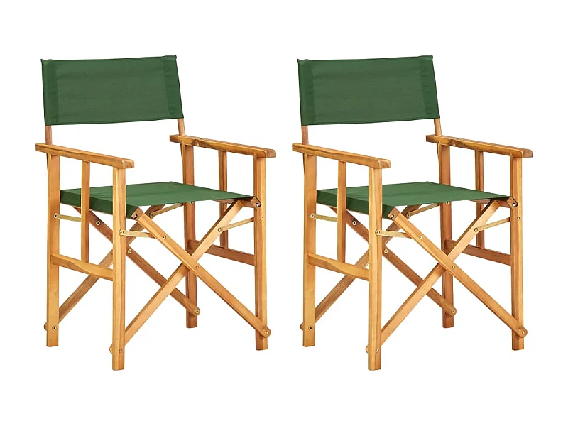 Chaises de metteur en scène lot de 2 bois massif d'acacia vert