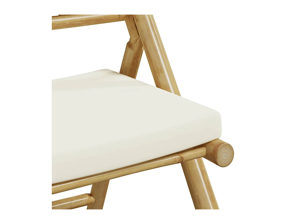 Chaises de bistro pliantes lot de 4 et coussins blanc crème