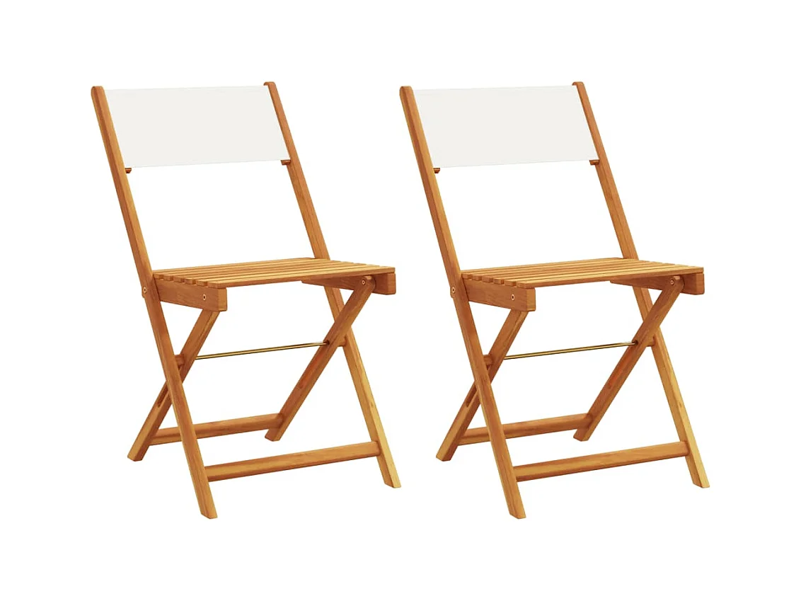 Set van 2 crèmewitte bistrostoelen van acaciahout en stof