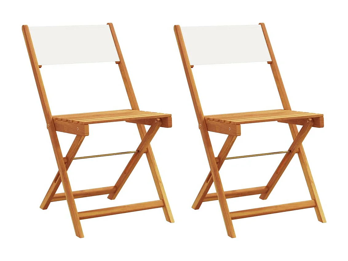 Juego de 2 sillas bistro de madera de acacia y tela en color blanco crema