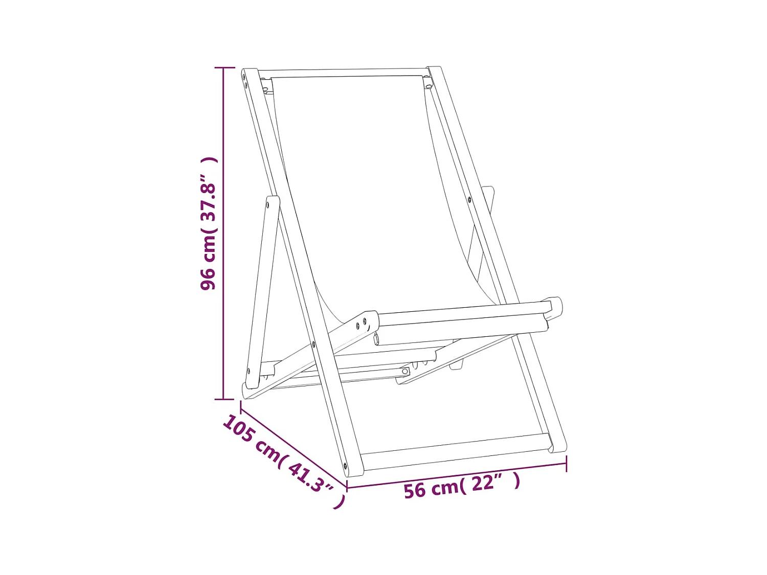 Chaise de terrasse Teck 56x105x96 cm Bleu
