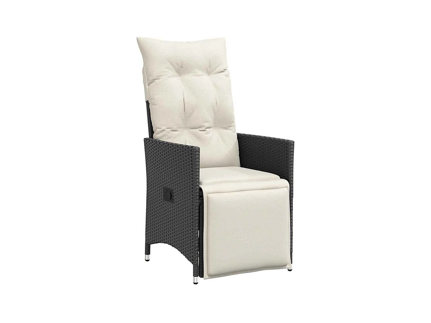 Set da pranzo da giardino 3 pezzi con cuscini in polyrattan nero