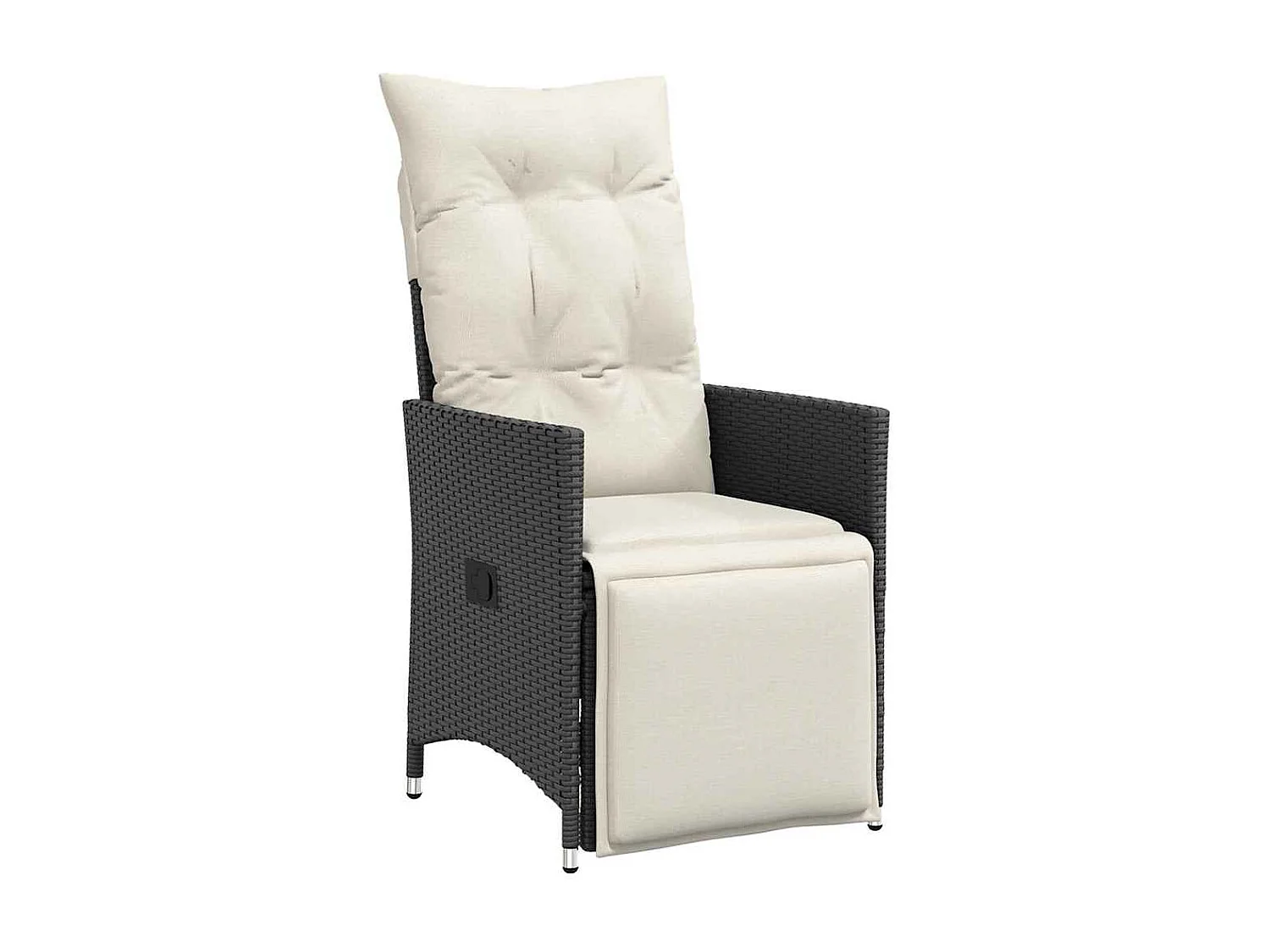 Ensemble de salle à manger de jardin 3 pièces avec coussins en poly rattan noir