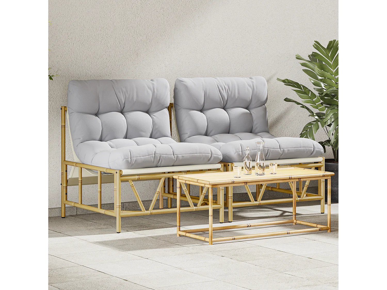 Sedie da giardino relax 2 pezzi con cuscino 60x80x71 cm in acciaio