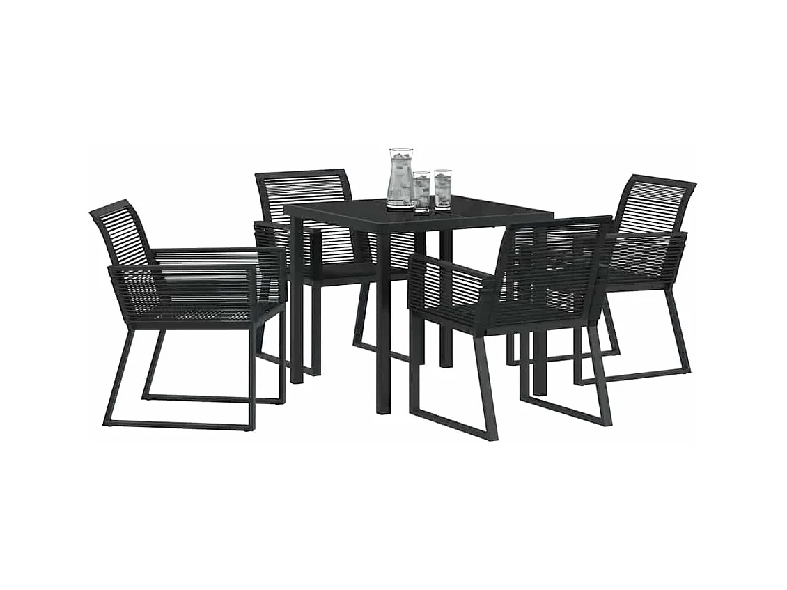 Ensemble de Salle à Manger de Jardin 5 Pièces Noir Rattan Poly