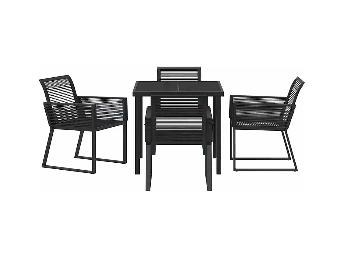 Ensemble de Salle à Manger de Jardin 5 Pièces Noir Rattan Poly