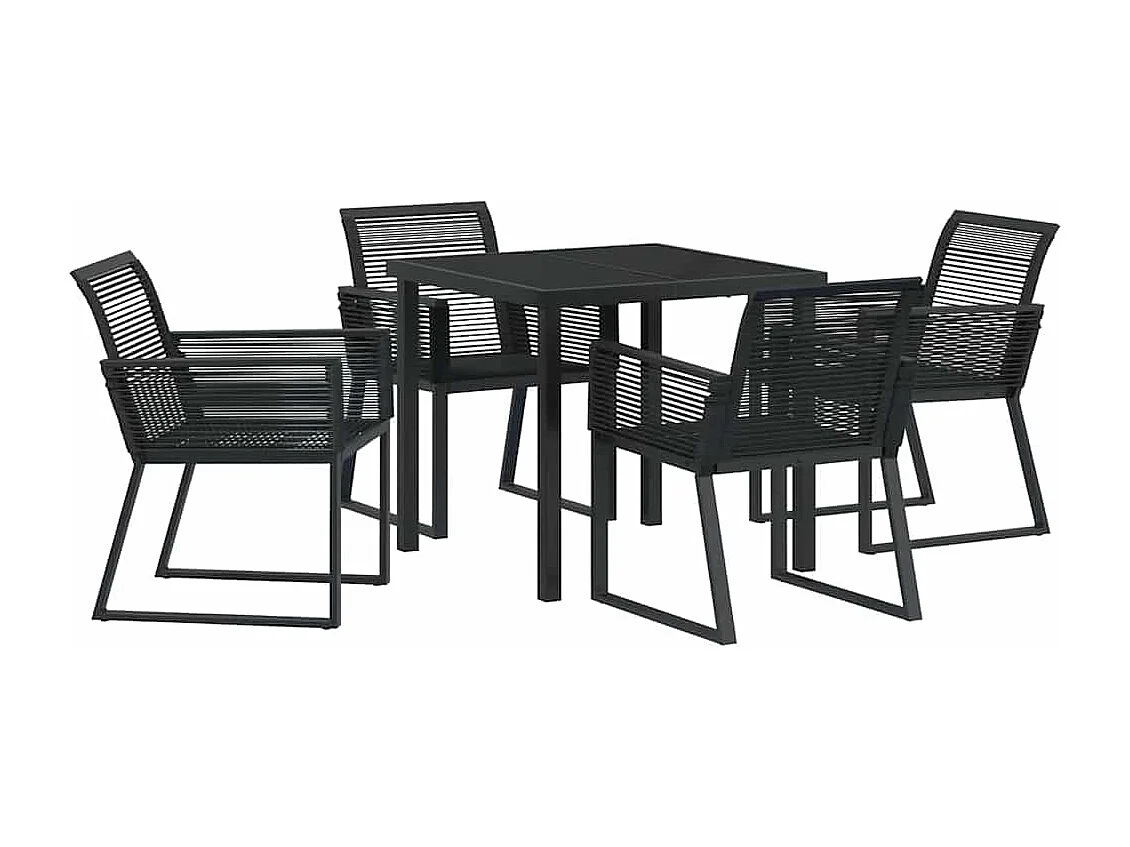 5-delige zwarte rotan poly tuinset