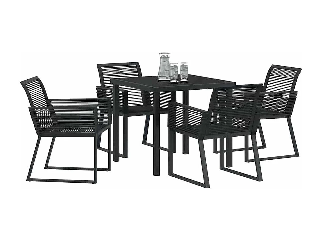 5-delige zwarte rotan poly tuinset