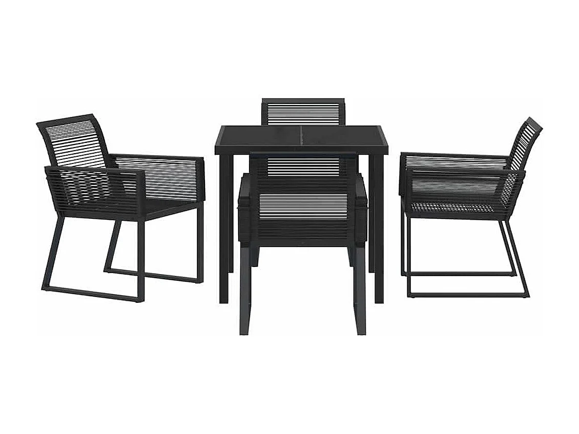 5-delige zwarte rotan poly tuinset