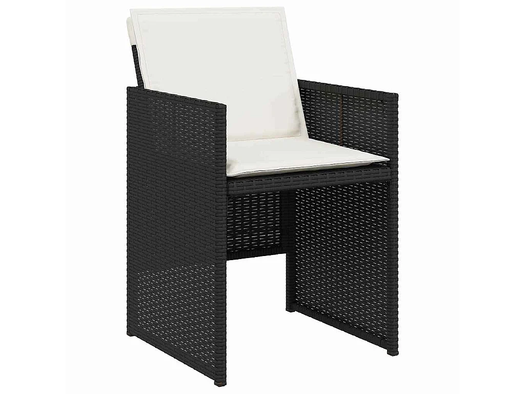 Juego de comedor de jardín de 5 piezas con cojines de ratán sintético negro