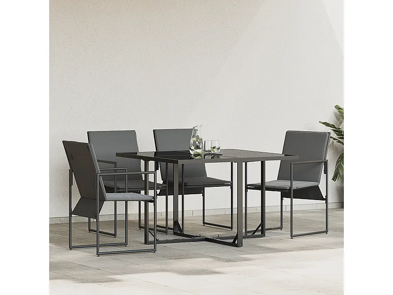 Conjunto de 4 sillones de jardín negros con cojines