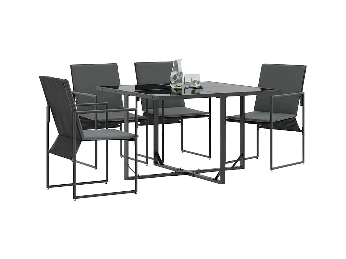 Set de 4 fauteuils de jardin noirs avec coussins