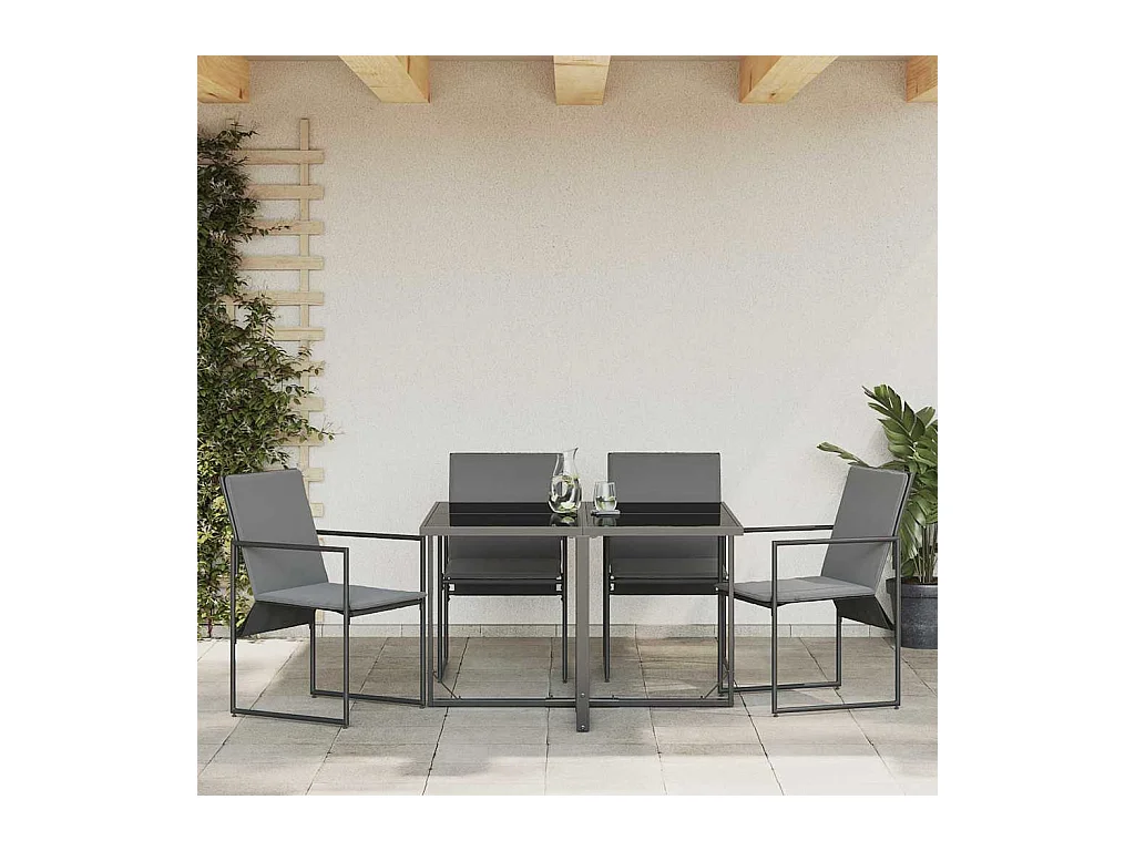 Set de 4 fauteuils de jardin noirs avec coussins