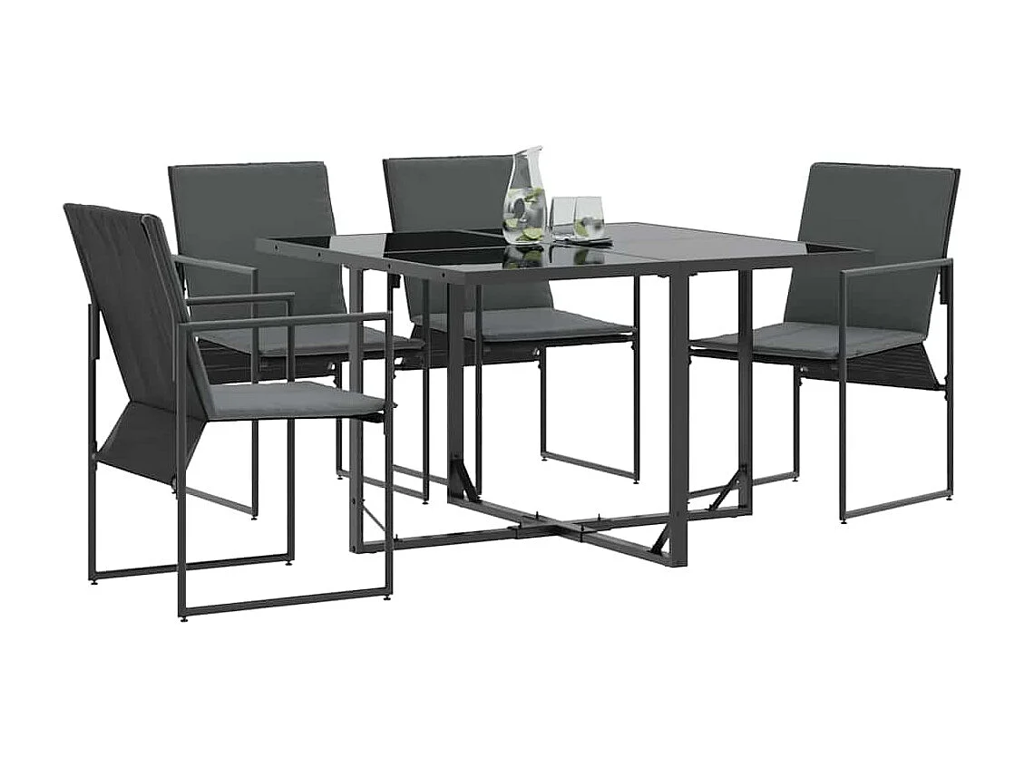 Conjunto de 4 sillones de jardín negros con cojines