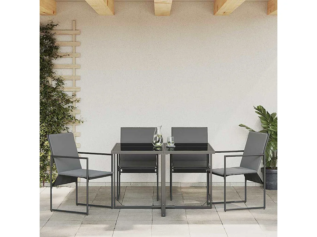 Conjunto de 4 sillones de jardín negros con cojines