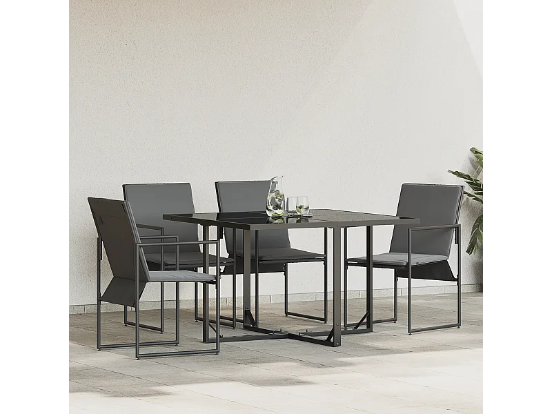 Set di 4 poltrone da giardino nere con cuscini