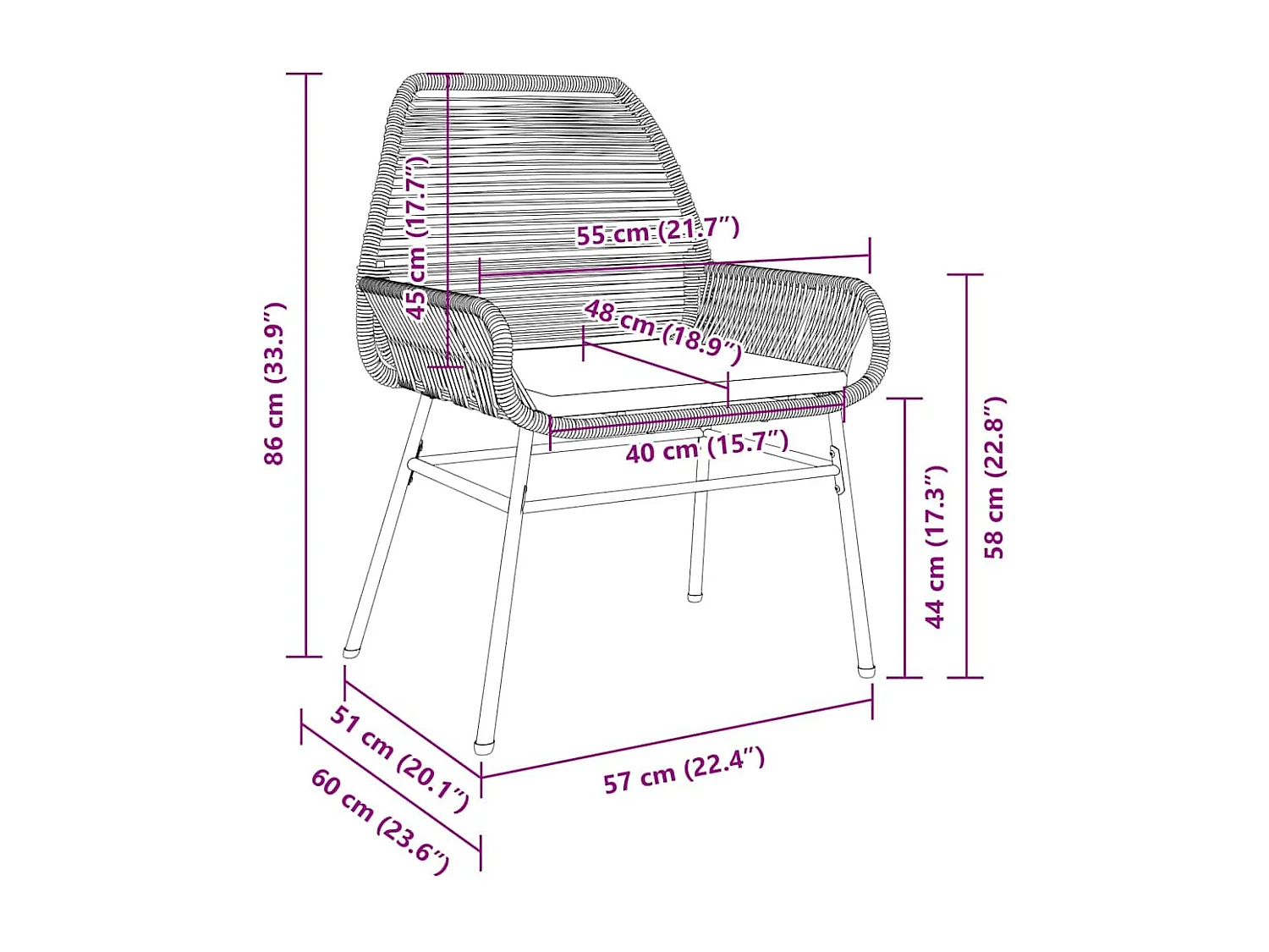 Set da pranzo da giardino 5 pezzi con cuscini in polyrattan grigio