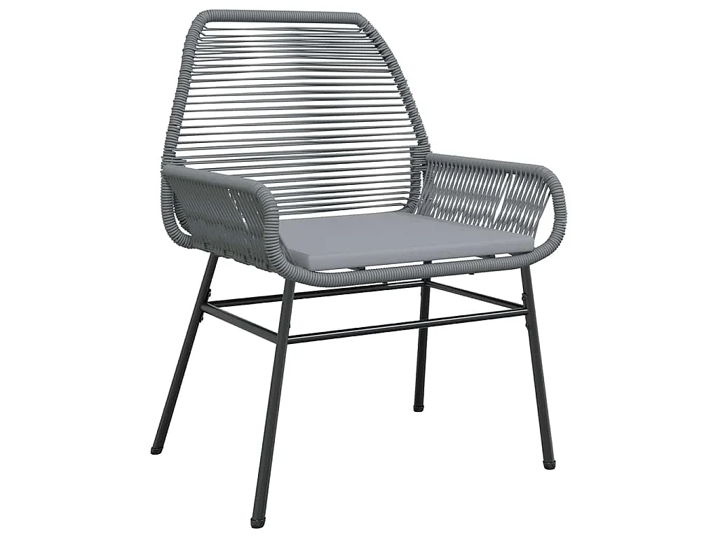 Juego de comedor de jardín de 5 piezas con cojines de ratán sintético gris