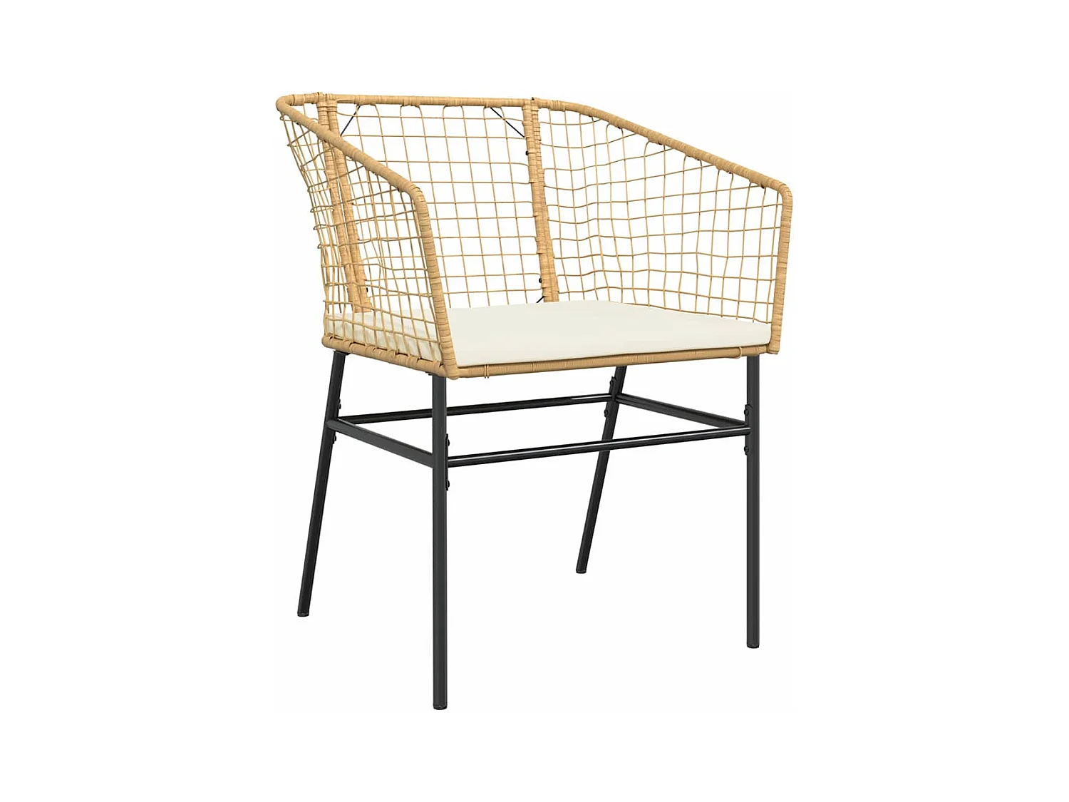 Set da pranzo da giardino 5 pezzi con cuscini in polyrattan marrone