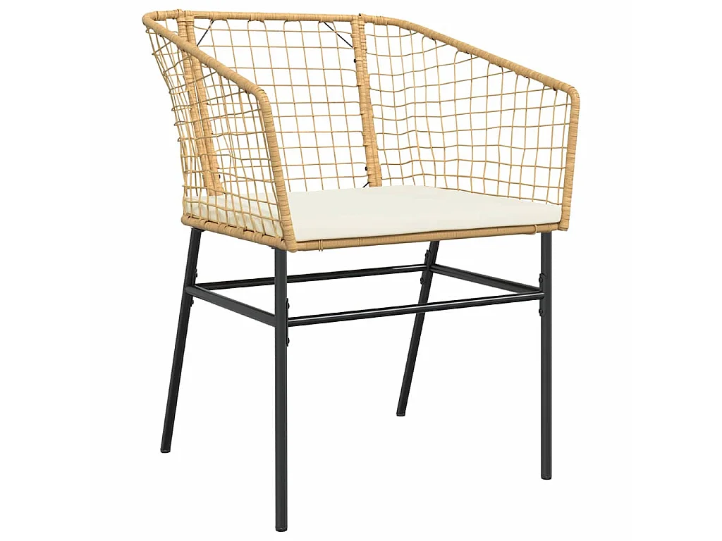 Juego de comedor de jardín de 5 piezas con cojines de ratán sintético marrón