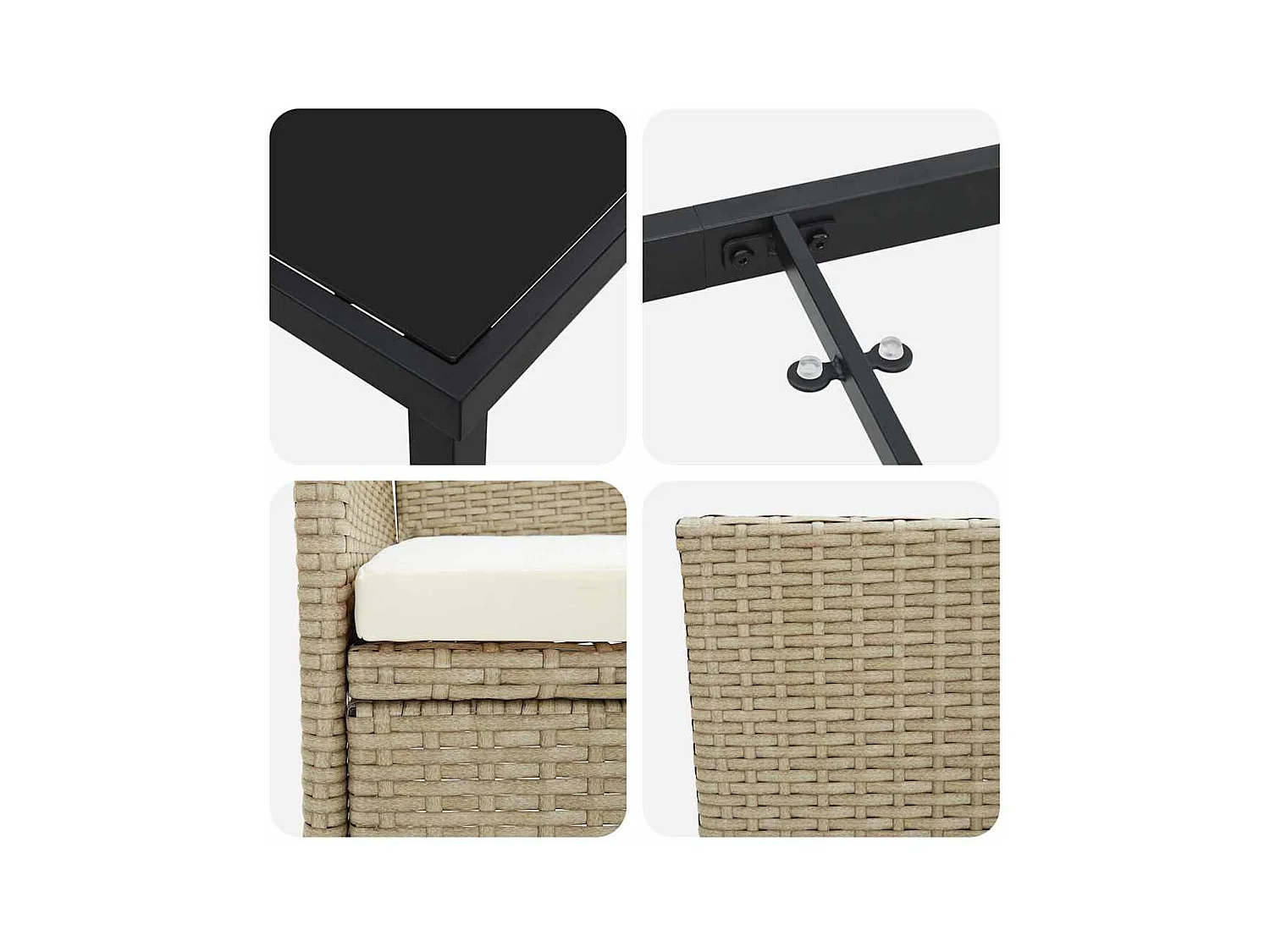 Ensemble de Salle à Manger de Jardin 7 Pièces Beige Rotin Synthétique