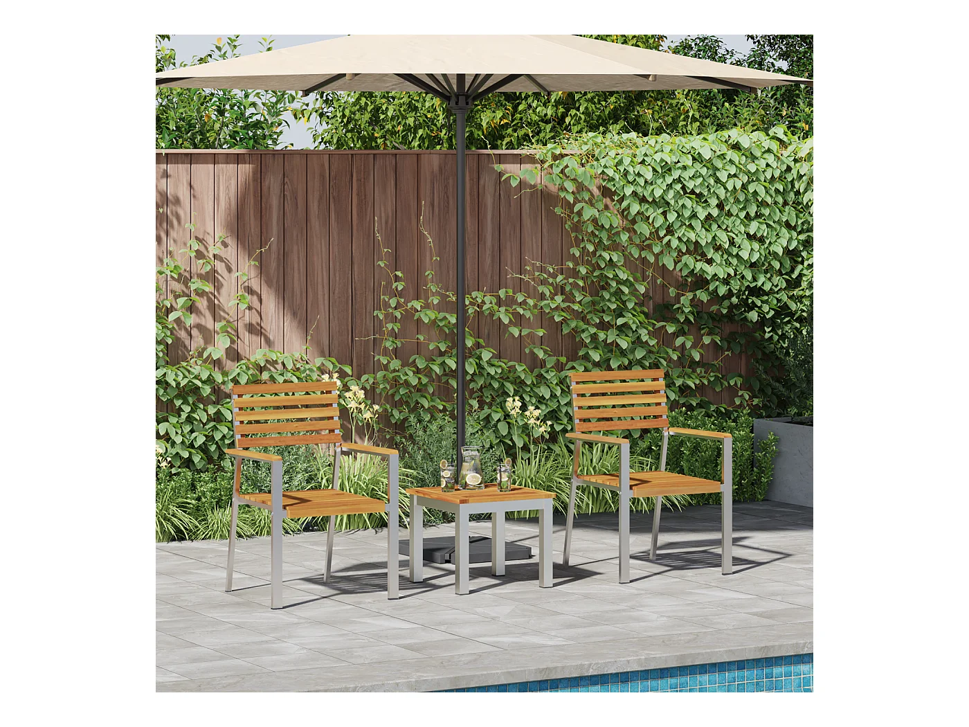 Set da pranzo da giardino da 3 pezzi in legno massello di acacia