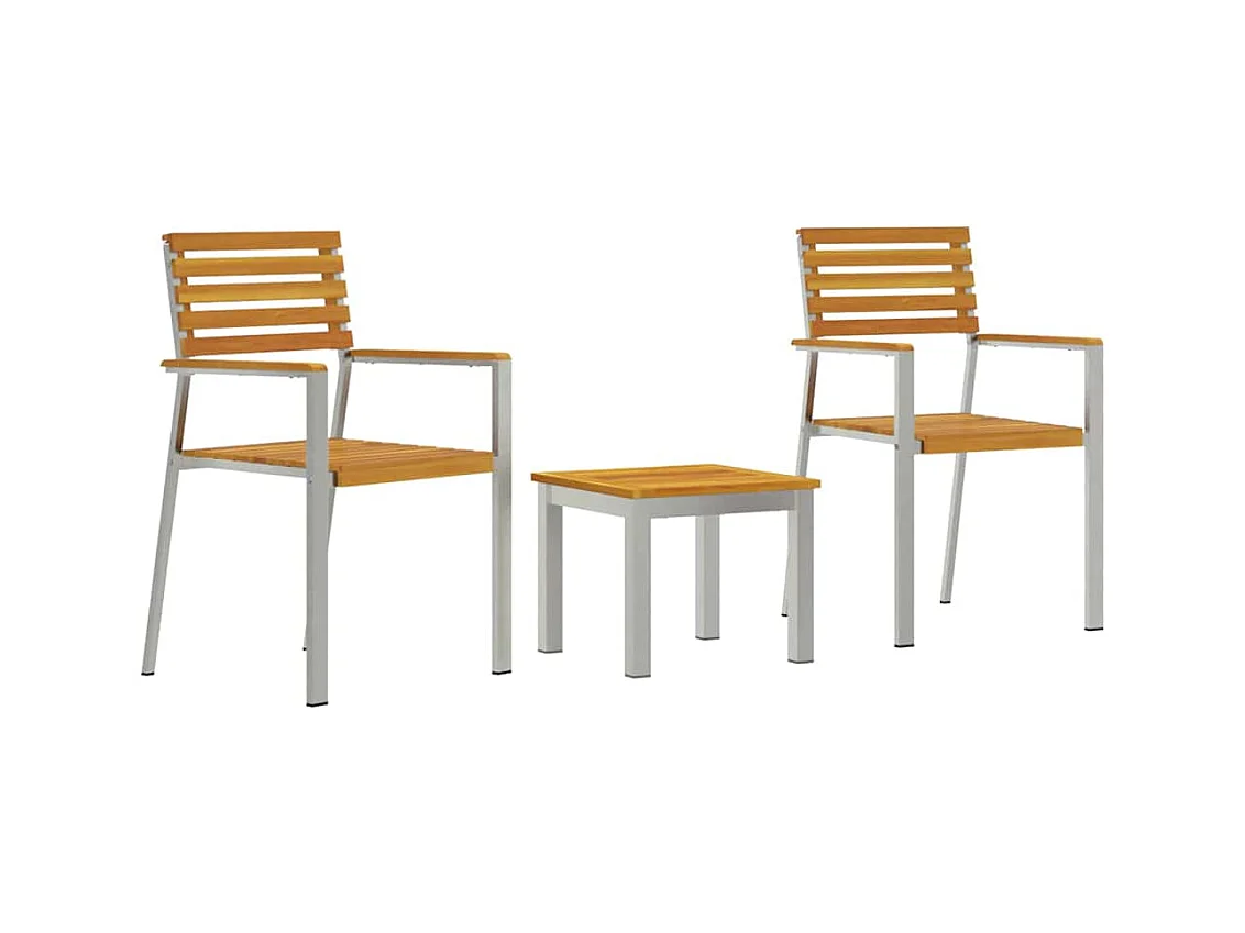 Set da pranzo da giardino da 3 pezzi in legno massello di acacia