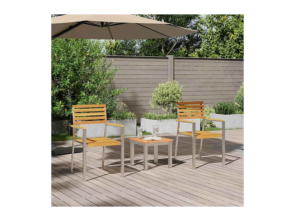 Set da pranzo da giardino da 3 pezzi in legno massello di acacia